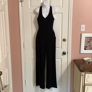 Crystal Sky wide leg v neck cross back jumpsuit black